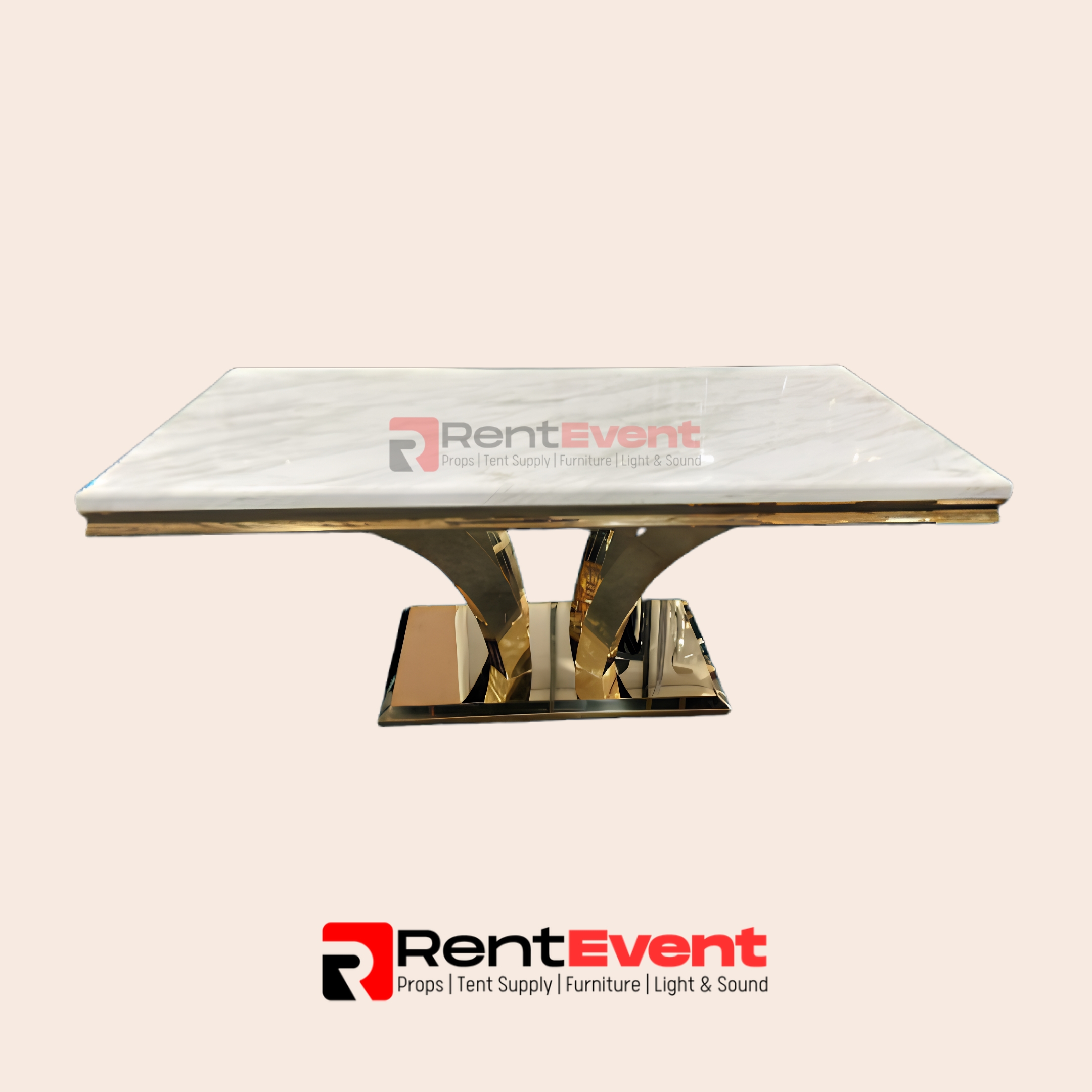 Golden Square Table with Imported Marble Top Luxury Furniture rental product by RentEvent